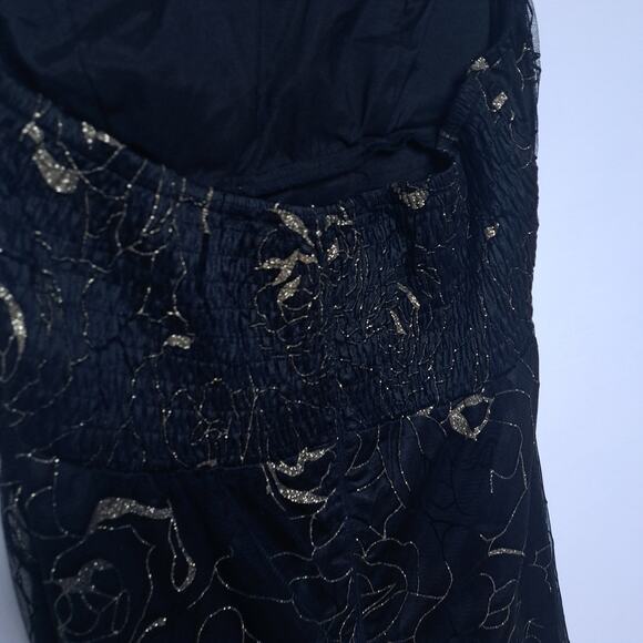 Aggie Sparkle Gold Black Lace Strapless Short Dress Large - Picture 5 of 6